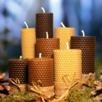 Spalvotų bičių vaško žvakės 'RUDUO'